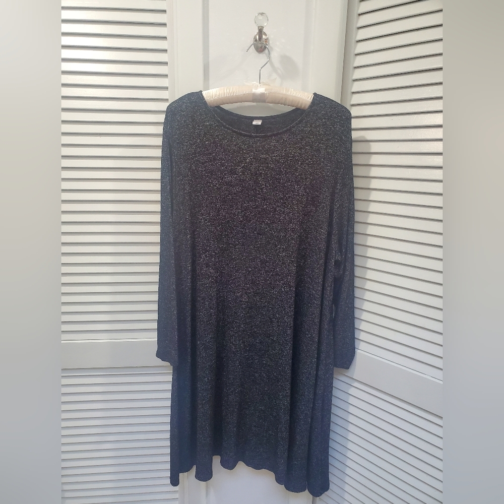 Old Navy XXL Black Marled Swing Dress EUC